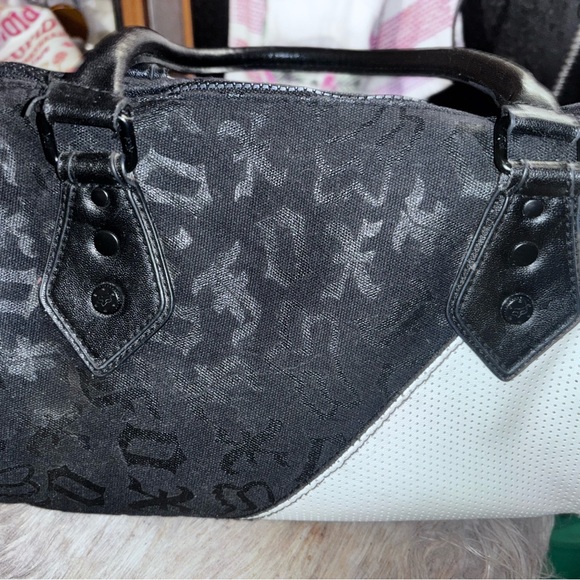 Fox Black and White Satchel with Yellow Accent - Picture 2 of 11